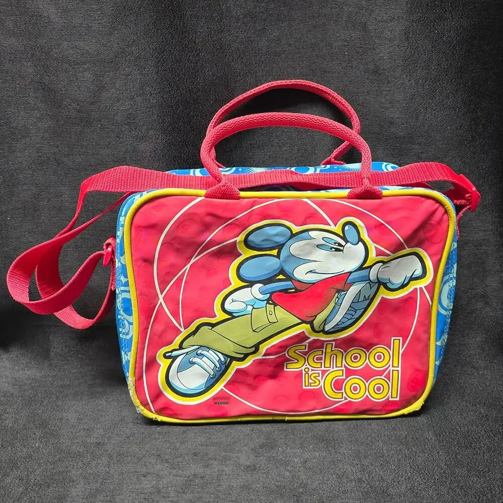 Vintage Disney Mickey Mouse SCHOOL IS COOL Insulated Lunch Bag